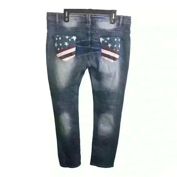 Stars And Stripes Jeans Size XXL Patriotic American Flag Denim Jeans 39” #30 - Picture 1 of 5